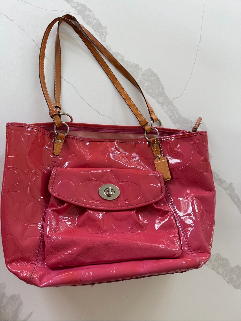 Coach Pink Patent Leather Shoulder Bag